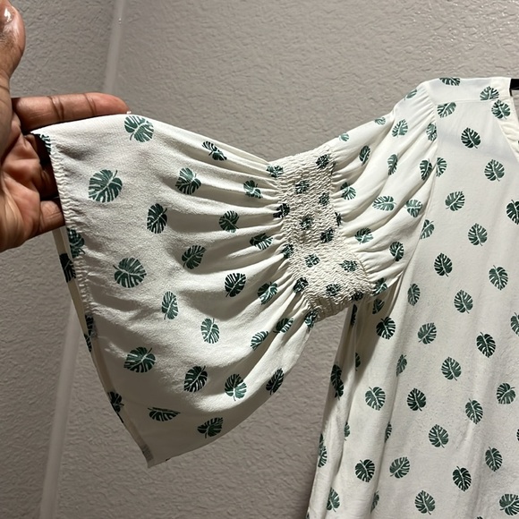 Loft Size M Women Pullover Blouse Top Tropical Flare 3/4 Sleeve Boho Vacation - Picture 5 of 8